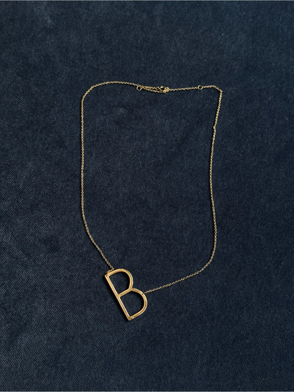 925 SterlingSilver gold plated initial B necklace pendant